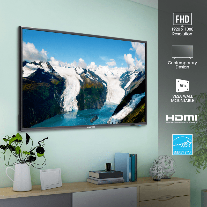 Sceptre 43" Class 1080P FHD LED TV X435BV-F front and back view
