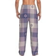 thumbnail image 3 of Balery Men'S Purple Floral Gingham Check Plaid Pants,Sleepwear Pants,Pajama Pants,Pj Bottoms Drawstring And Pockets-Small, 3 of 9