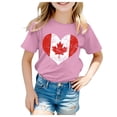 thumbnail image 1 of Toddler Boys Summer Tops Tees Stylish Maple Leaf Graphic Heart Pattern Print Striped T Shirt Short Sleeve Casual Fit Basic Tee Blouse Spring Shirts For Boy 6-7T, 1 of 4