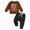 outfits001-Brown, variant on NOLDARES Toddler Boys Outfit Set 2Pcs Long Sleeve Graphic Crewneck Cotton T-Shirt Jogger Pants Soft Warm Fall Winter Clothes Size:12-18 M,Sky Blue