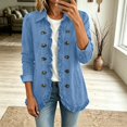 thumbnail image 6 of LTTVQM Women's Denim Jacket Ruffled Long Sleeve Button Down Open Front Cropped Jean Top Coat Trendy Casual Jackets, 6 of 7