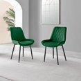 thumbnail image 2 of Furniturebox UK Pesaro Modern Adult Green Velvet Dining Side Chairs, Set of 2 (Black Legs), 2 of 6