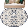 thumbnail image 2 of Boho Ethnic 6ft Round Rugs, Vintage Shabby Southwest Floral Motifs Washable Non-Slip Area Rugs for Living Room Bedroom Kitchen, Soft Low Pile Dining Room Kicthen Circle Carpet, Indoor Floor Rug, 2 of 9
