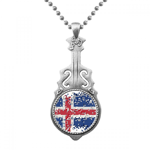 Resumen de patron de la bandera de Islandia Colgante Joyería Música Guitarra Torque Star Moon Unbranded M