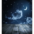 thumbnail image 3 of Dark Blue Duvet Cover Set, Vivid Night Sky with Stars Clouds and Crescent Moon Wooden Planks Celestial, Decorative 3 Piece Bedding Set with 2 Pillow Shams, King Size, Dark Blue White, by Ambesonne, 3 of 3