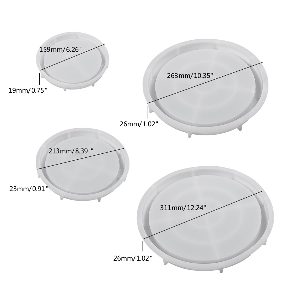 Geemin DIY Tray Resin Molds, Craft Jewelry Making Tools Round Plate Dish Casting Molds Epoxy Casting Silicone Tray Holder Mould