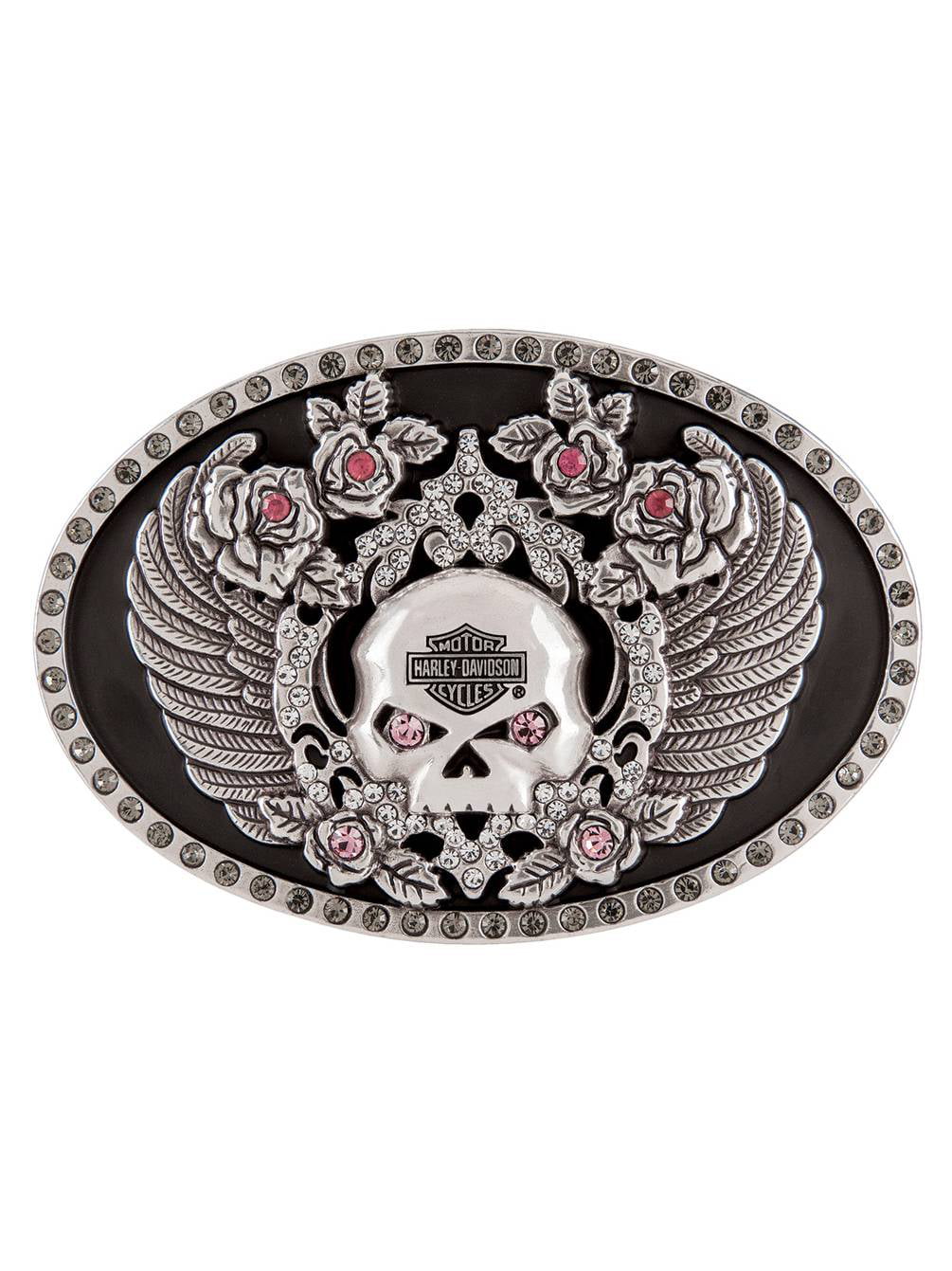 BEAUTIFUL BIKERS BELT BUCKLE WITH SKULL/FACE RHINESTONE NEW GREAT GIFT 