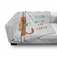 thumbnail image 2 of Rain Rain Go Away Soft Flannel Fleece Throw Blanket, Fox Under the Rain and Phrase, Cozy Plush for Indoor and Outdoor Use, 50" x 70", Burnt Sienna Seafoam, by Ambesonne, 2 of 5