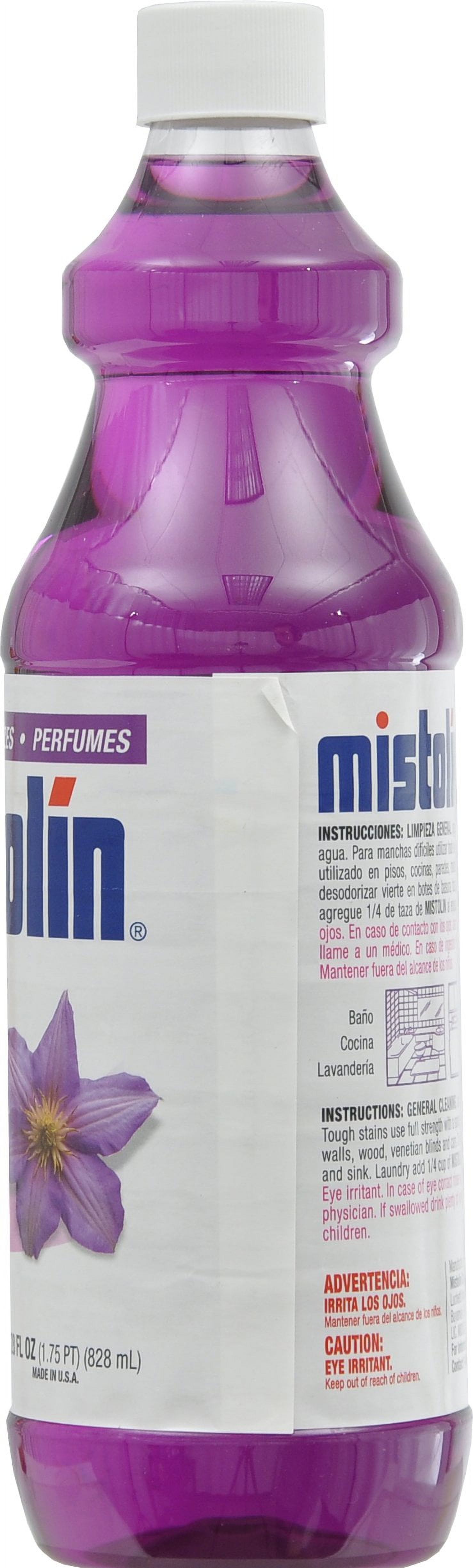 Mistolin Disinfectant, all-purpose cleaner, 28 oz bottle, lilac scent, best cleaner for bathrooms, floors and kitchens.