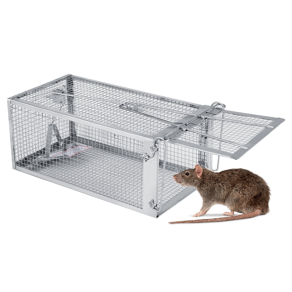 Rat Trap Live Catch Mouse Mice Rodent Pest Animal Bait Control Metal Cage Silver 