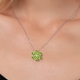 thumbnail image 3 of Gem Stone King 925 Silver and 10K Yellow Gold Pear Shape Flower Pendant with Chain Peridot Moissanite (2.55 Cttw), 3 of 6