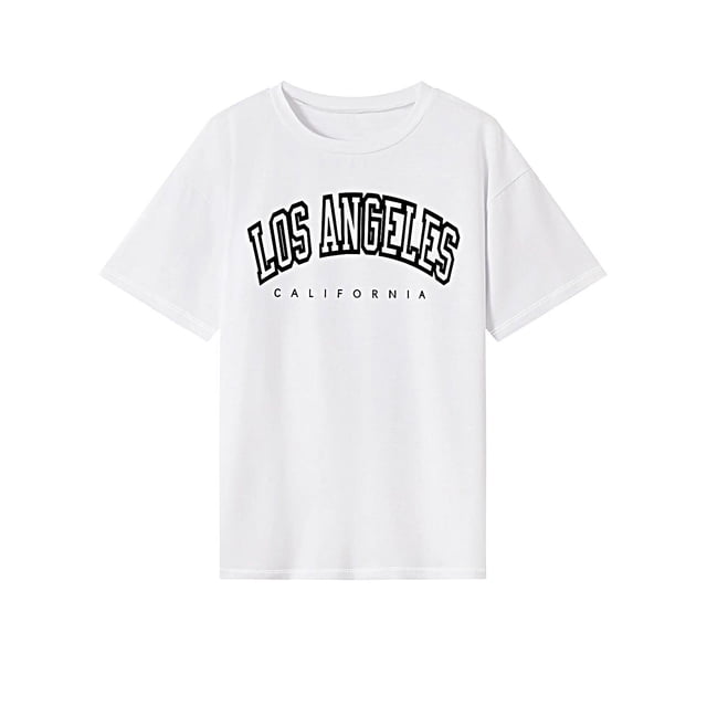 Camiseta para mujer verano casual señoras cuello redondo camiseta para ir de compras caminar oficina L
