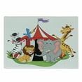thumbnail image 1 of Circus Cutting Board, Performer Acrobat Animals in Circus Tent Happy Giraffe Joyful Art, Decorative Tempered Glass Cutting and Serving Board, Small Size, Red Green Yellow, by Ambesonne, 1 of 1