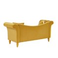 thumbnail image 7 of Velvet Sofa Couch, Mid Century Modern Loveseat Accent Sofa with 2 Pillows and Storage Place, Button Upholstered Sofa with High Density Foam for Living Room Apartment and Bedroom, Light Brown, 7 of 7