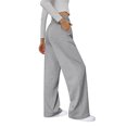 thumbnail image 6 of UDAUDU Womens Wide Leg Sweat Pants 2026 Spring Summer High Waisted Baggy Sweatpants Casual Drawstring Workout Pants with Pockets Light Gray 2XL, 6 of 6