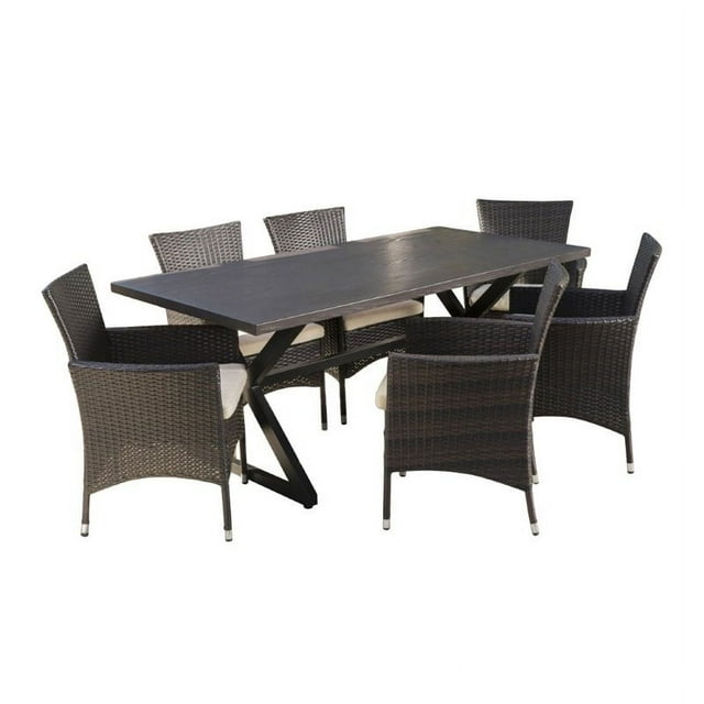 Noble House Ensemble de Salle à Manger Extérieur en Aluminium 7 Pcs Marron