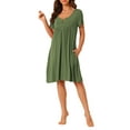 thumbnail image 2 of INSPIRAR CHIC Pijamas de Mujer Primavera Verano con Mangas Cortas y Bolsillos M Verde Militar, 2 of 6