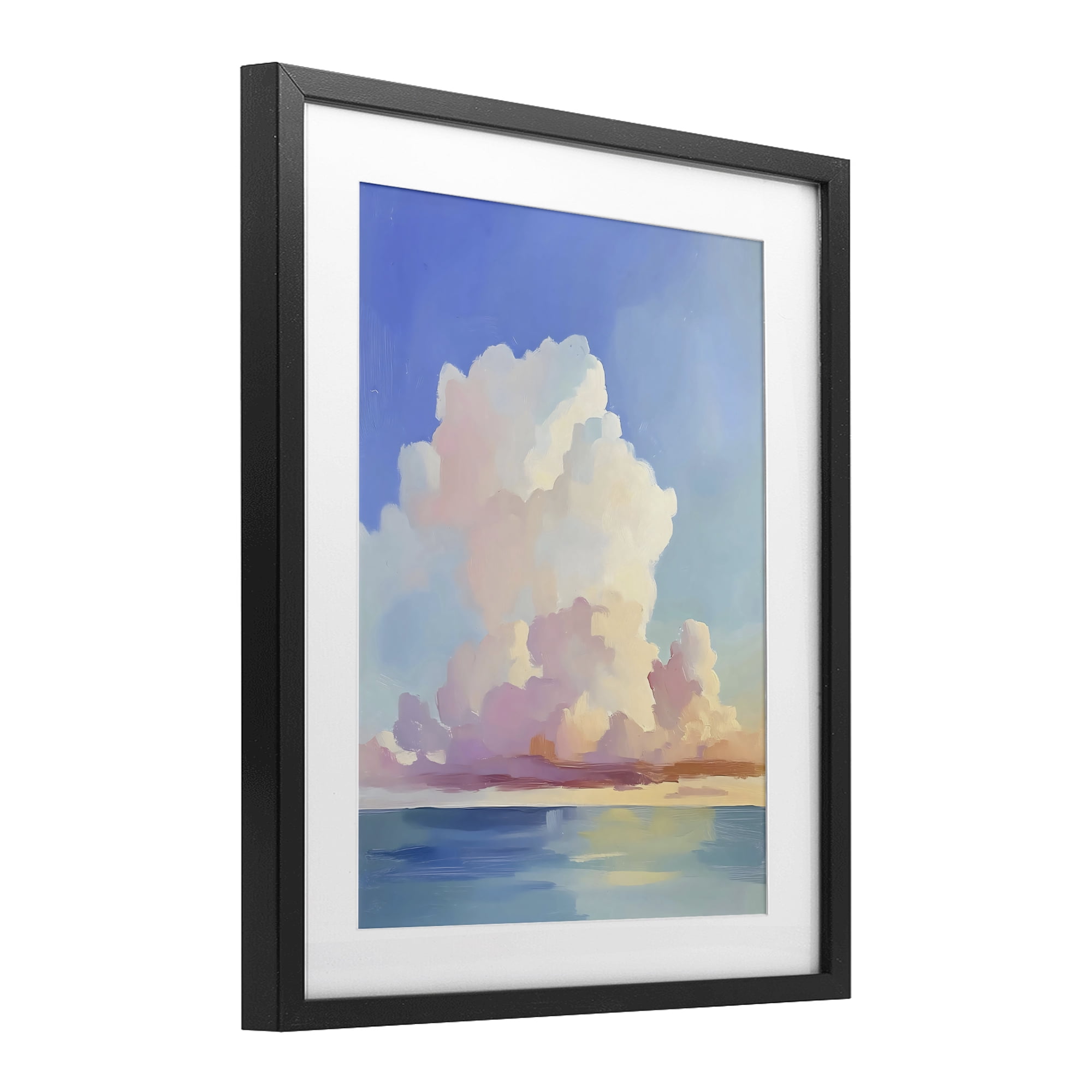 Stupell Industries Dreamy Pastel Clouds over Sea Black Framed Print Under Glass, design by The Prints Vibe