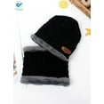thumbnail image 5 of Deago 2-Pieces Winter Beanie Hat Scarf Set Warm Fleece Lined Knit Hat Neck Scarves for Women Men (Black), 5 of 7