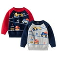 thumbnail image 2 of Toddler Boys Knit Sweater Kids Pullover Cartoon Print Sweatshirts Long Sleeve Dinosaur Truck Pattern Crewneck Tops 2-9 Years, 2 of 3