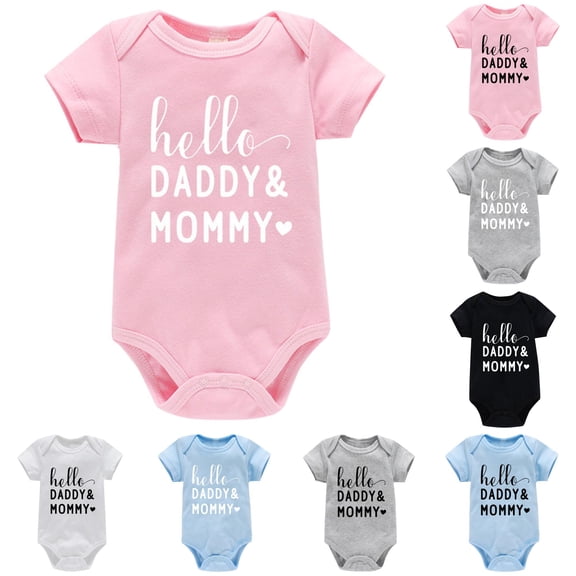 RMGVDSD Newborn Baby Onesies Bodysuits Infant Boys Girls Short Sleeve Letter Print Romper Bodysuit Soft Cute Summer Clothes 0-3 Months