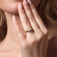 thumbnail image 4 of Gem Stone King 18K Yellow Gold Plated Silver Peach Morganite White Topaz and White Moissanite Engagement Ring for Women (1.15 Cttw, Gemstone October Birthstone, Round 6MM and 3MM, Size 8), 4 of 4