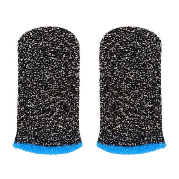 2 fundas para dedos de juegos móviles de 24 puntadas, antisudor, antideslizantes (negro y azul).