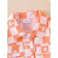thumbnail image 6 of Suealasg Toddler Girl Boy Summer 2Pcs Outfits Checkerboard Print Short Sleeve Lapel Button Down Shirt Elastic Waist Shorts Sets 6M 1T 2T 3T 4T Baby Beach Outfits, 6 of 7