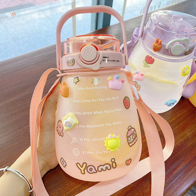 1pc Plastic Big Belly Cup Cute Straw with High Appearance Value 1100ml Large  Capacity Water Cup Children's Summer Outdoor Portable Water Bottle Tea  Delivery Separation Sticker