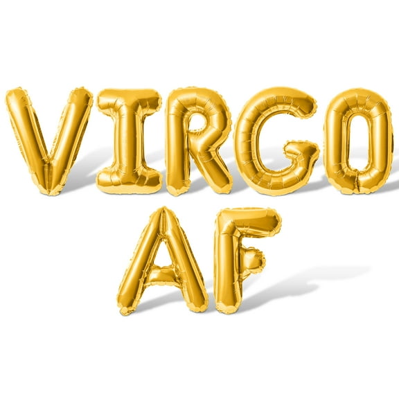 Letter Balloons - VIRGO AF 16" Inch Alphabet Letters Foil Mylar Balloon Virgo Birthday Party Banner (Gold)