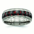 thumbnail image 1 of 8mm Titane Poli Noir Rouge Fibre de Carbone Incrustation Anneau Taille 9 Bijoux Cadeaux pour les Femmes, 1 of 4