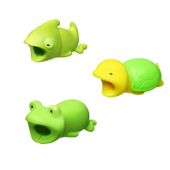 Flash E Sales 3-pack REPTILE COLLECTION iPhone & Android Cable Protectors Animal Biters - Chameleon, Turtle, Frog