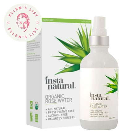 InstaNatural Organic Rose Water, Alcohol Free for Dry & Sensitive Skin, 4