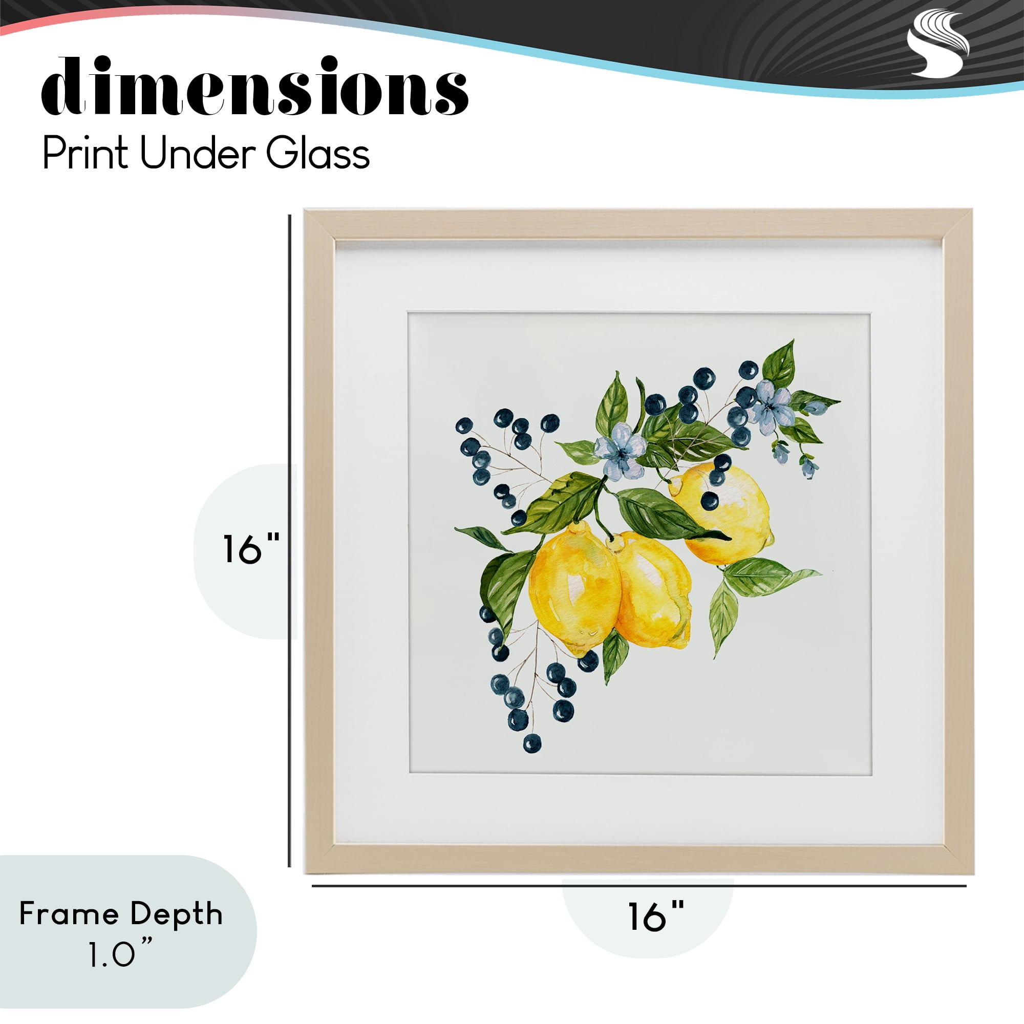 Stupell Industries Lemon Branch with Berries Birch Framed Print Under Glass, design by Livi Finn