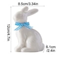 thumbnail image 3 of Small Ceramic Bunny Figurines, Porcelain Rabbit Statues with Blue Gingham Bow, White Easter Bunny Decor for Spring Home, Tabletop, Mantle, Shelf & Easter Decorations, Elegant Easter Gifts for Women, 3 of 6