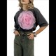 thumbnail image 2 of Camiseta de Flores 3D para Mujer, Corta, Cuello Redondo, Verano Gris L, 2 of 7