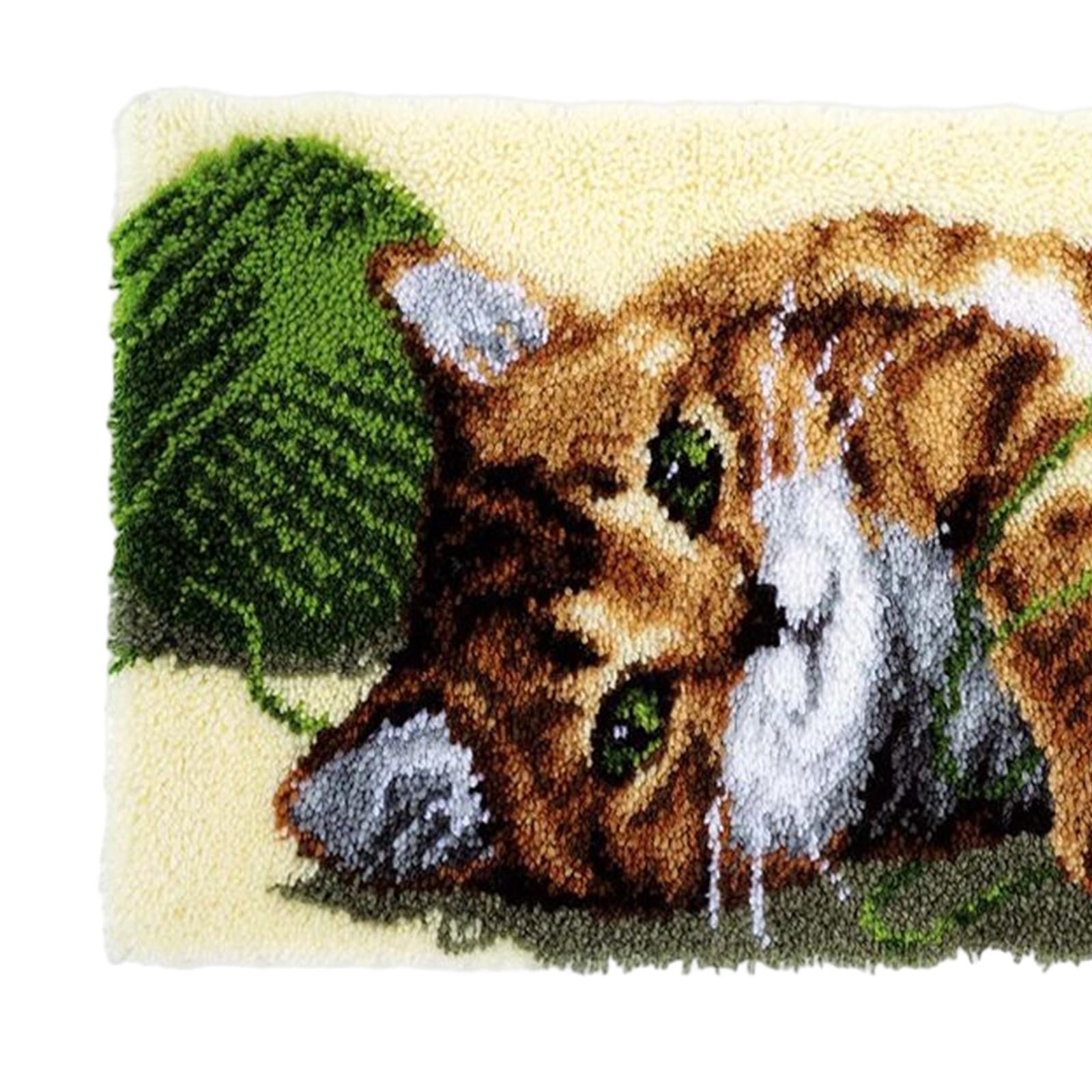 Abbraccia Latch Hook Rug Kits, DIY Cats Rug Making Kits for Adults Kids,Cat Pattern Needlework Embroidery Kits for Beginners Home Decor,60x40cm, Size