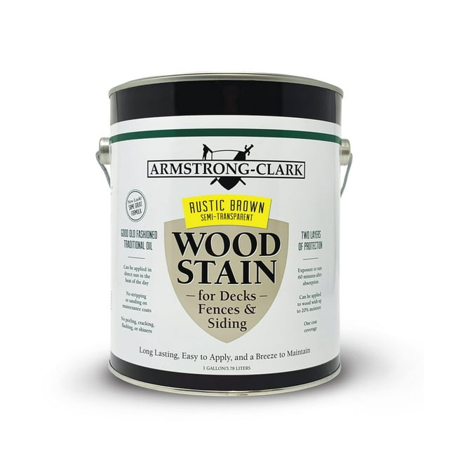 Armstrong-Clark Deck and Wood Stain (1 Gallons, Rustic Brown Semi-Transparent)