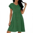 thumbnail image 2 of TaTaai Women's Solid Color V-Neck Dress with Flutter Sleeves, Cinched Waist, and Flattering A-Line Silhouette Gift, 2 of 6
