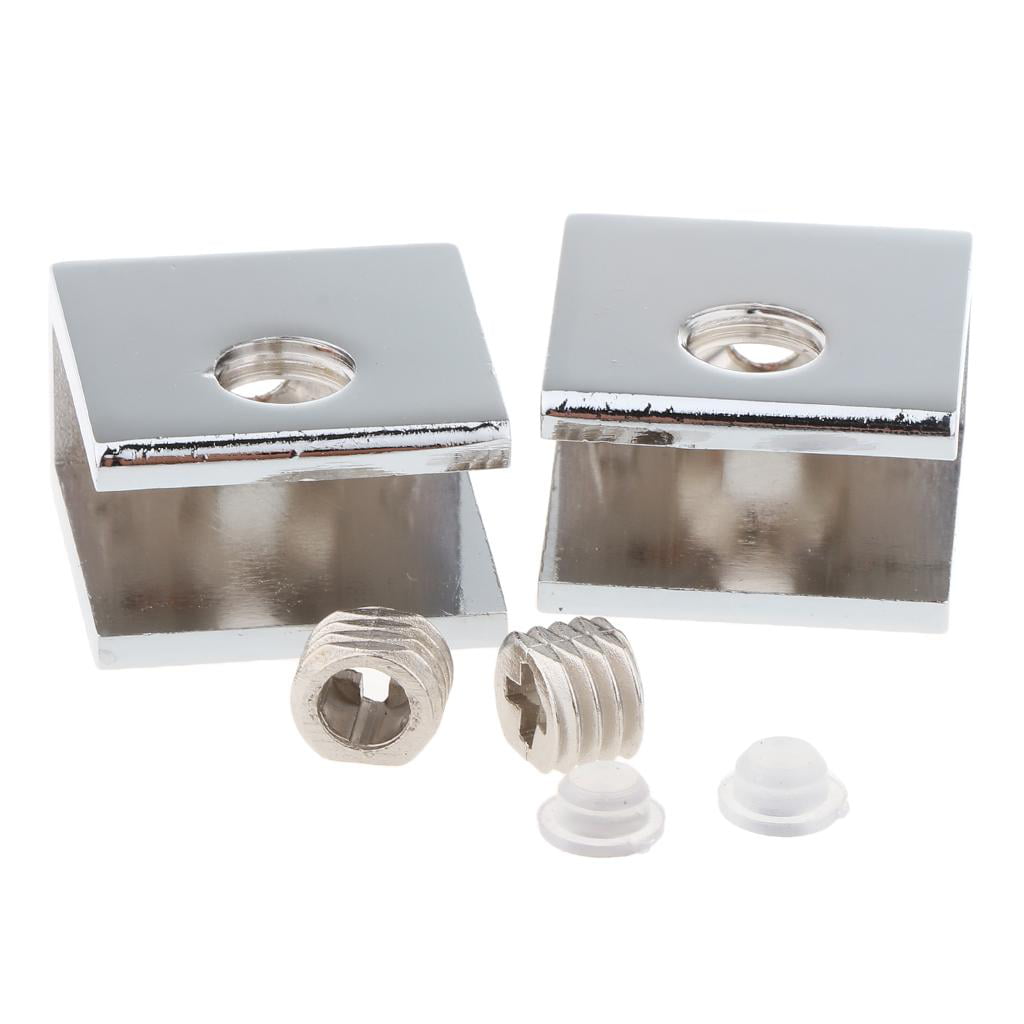 2pc Thick Zinc-alloy Adjustable Glass Holder Bracket Clip Clamps Set 