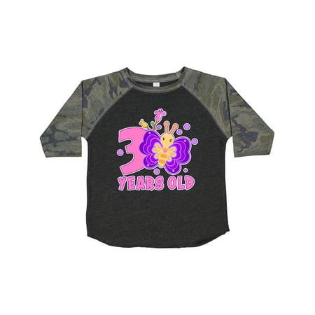 

Inktastic 3 Years Old with Butterfly and Flowers Gift Toddler Toddler Girl T-Shirt