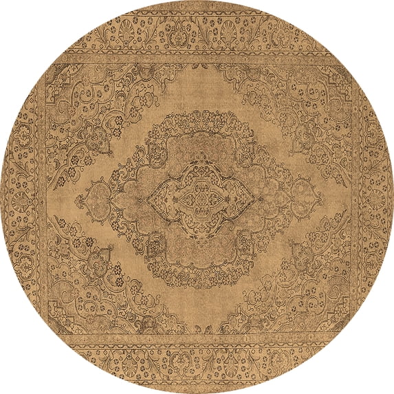 Ahgly Company Indoor Round Oriental Brown Industrial Area Rugs, 3' Round