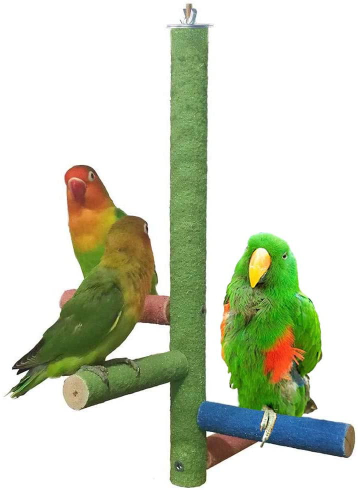 Bird Perch Rough-surfaced Nature Wood Stand Toy Branch for Parrots Colors Vary 