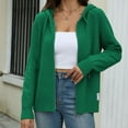 thumbnail image 2 of Pxxlle Knit Hoodie Sweater for Women Zip Up Sweatshirts Casual Long Sleeve Hooded Sweatshirt Solid Color Fall Winter Hooded Sweaters Green M, 2 of 9