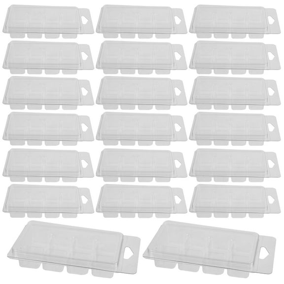 FRCOLOR 20pcs Wax Melt Clamshells for DIY Projects Clear Plastic Wax Melt Containers for Tarts 8 Cavity Empty Wax Melt Trays Wax Melt Molds for Scented Wax Melts