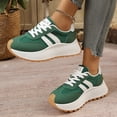 thumbnail image 3 of Rokment Women's Vintage Platform Chunky Low Top Fashion Sneakers Fall Winter Retro Casual Color Block Patchwork Height Increasing Skateboard Tennis Walking Shoes Comfortable Green Size 7.5, 3 of 6