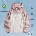 thumbnail image 2 of Xfvqtps Mens and Womens Light Jacket Hoodie Color Block Zipper Long Sleeves Waterproof Breathable Sun Protection Summer Shirts UV for Outdoor Hiking Purple, 2 of 6