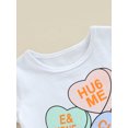 thumbnail image 5 of Seyurigaoka Baby Girl Summer Clothes Set Short Sleeve Round Neck T-Shirt + Colorful Letter Heart Print Shorts + Headband for 0-24 Months Toddler Kids, 5 of 8