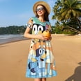 thumbnail image 3 of Lsque Bluey Print Women's Casual Dress T-Shirt Summer Short Sleeve Scoop Neck Swing Dresses, 3 of 7