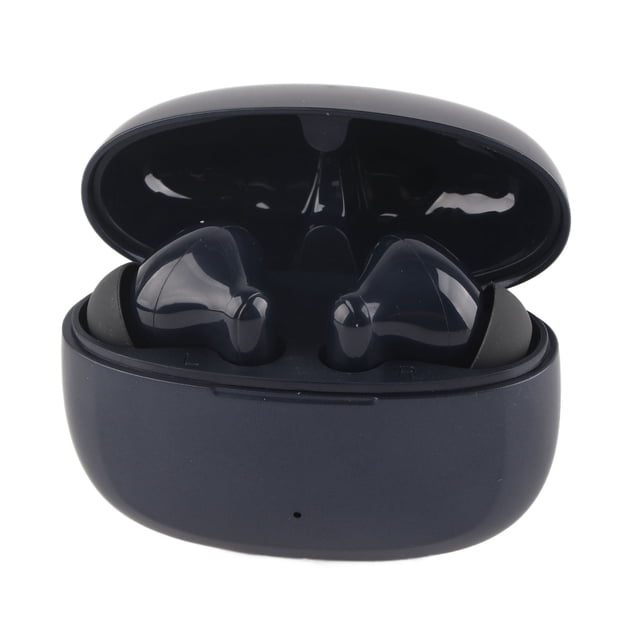 amplificador auditivo mejorado 2022 con estuche de carga audífonos digitales para adultos mayores dispositivo de asistencia auditiva recargable por usb para reducción de — Estuche de carga abierto con dos audífonos in ear de forma ergonómica biónica en tono neutro oscuro, puntas de silicona visibles y contactos de carga en la base; el estuche compacto muestra bisagra superior e indicador frontal, diseñado para uso recargable y portátil y a menudo usado para amplificar sonido en conversaciones cotidianas.